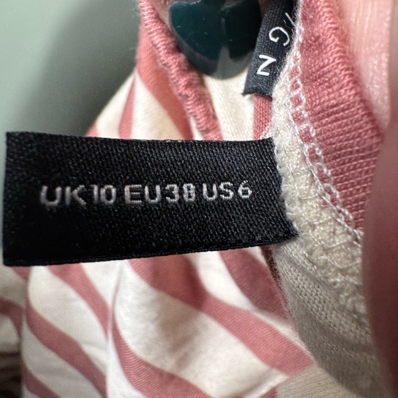 ASOS DESIGN mini strappy sundress with tie back in cream and rose‎ stripe Size 6 - Picture 6 of 7